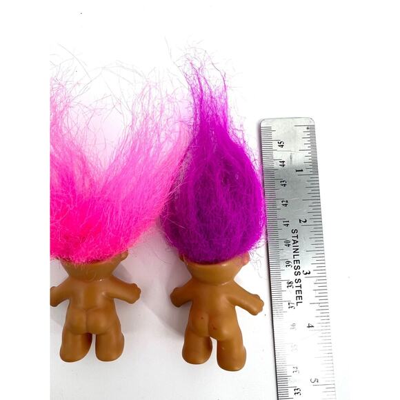 Vintage Russ Small Troll Doll Lot of 2 with Pink Purple Hair - Picture 3 of 6